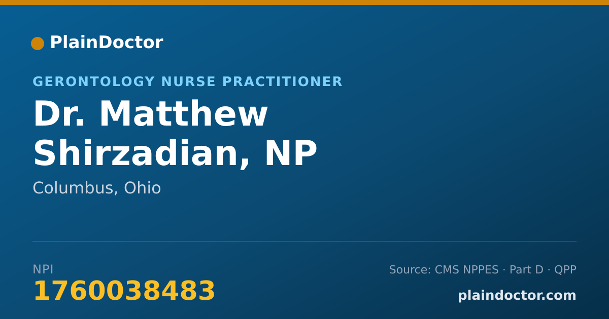 Shareable card for Matthew Shirzadian, NP - Gerontology Nurse Practitioner, Columbus, OH