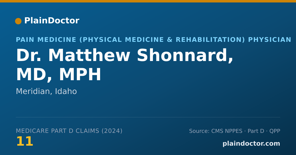 Shareable card for Matthew Shonnard, MD, MPH - Pain Medicine (Physical Medicine & Rehabilitation) Physician, Meridian, ID