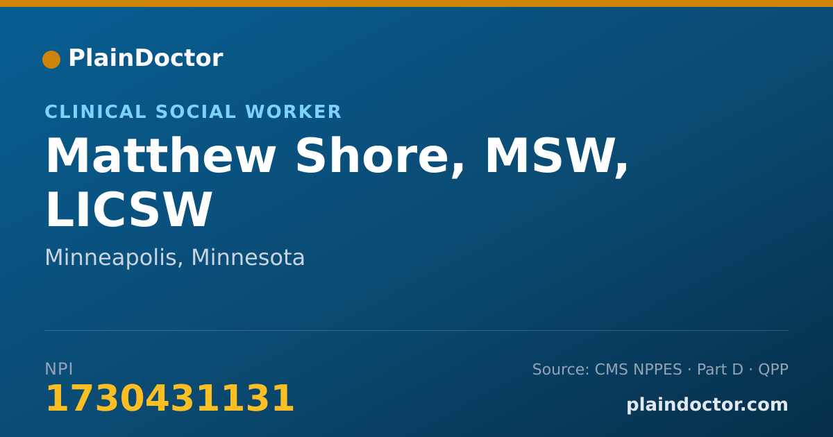 Shareable card for Matthew Shore, MSW, LICSW - Clinical Social Worker, Minneapolis, MN