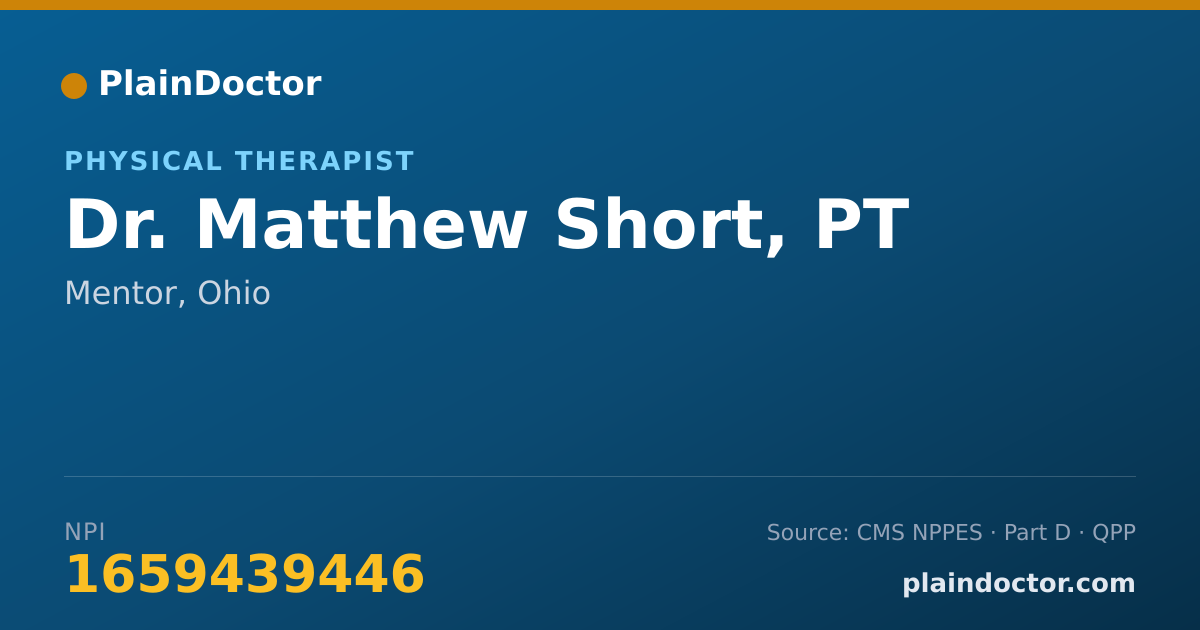 Shareable card for Matthew Short, PT - Physical Therapist, Mentor, OH