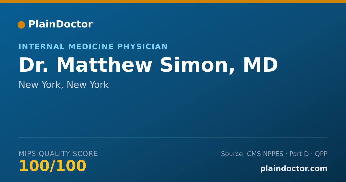 Shareable card for Matthew Simon, MD - Internal Medicine Physician, New York, NY