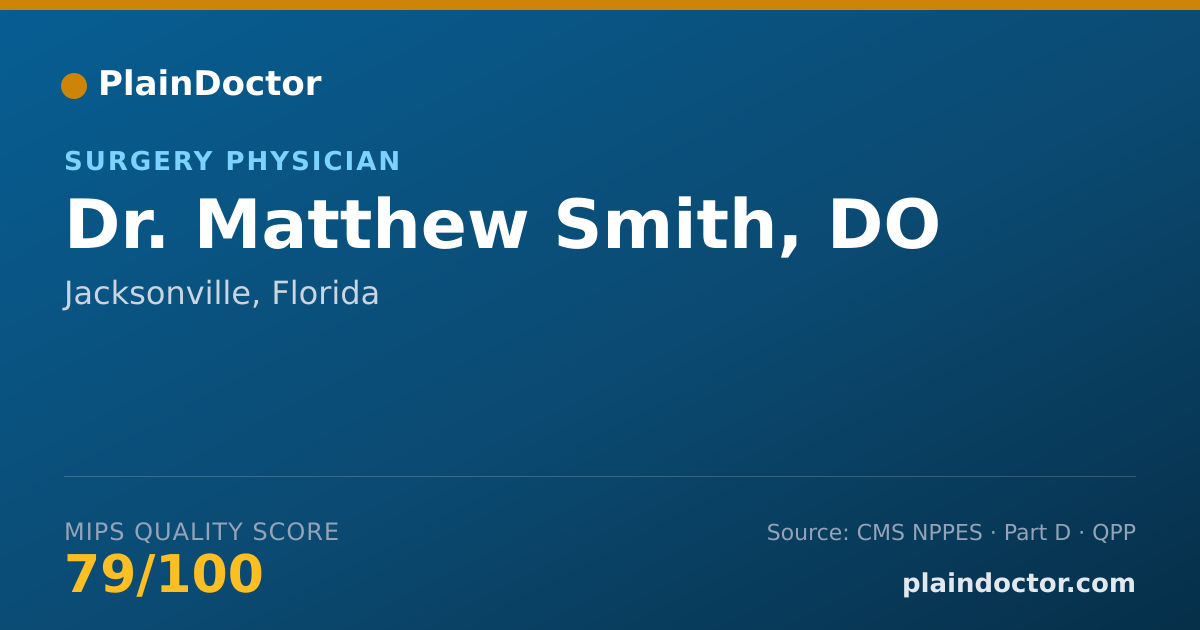 Shareable card for Matthew Smith, DO - Surgery Physician, Jacksonville, FL