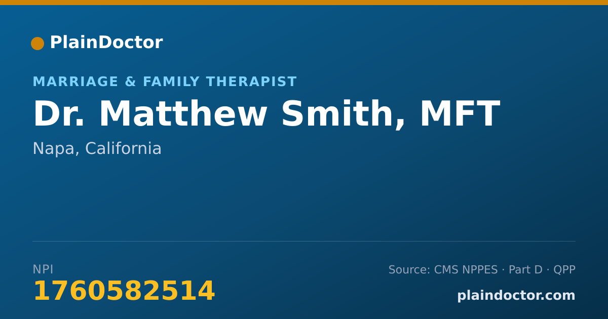 Shareable card for Matthew Smith, MFT - Marriage & Family Therapist, Napa, CA