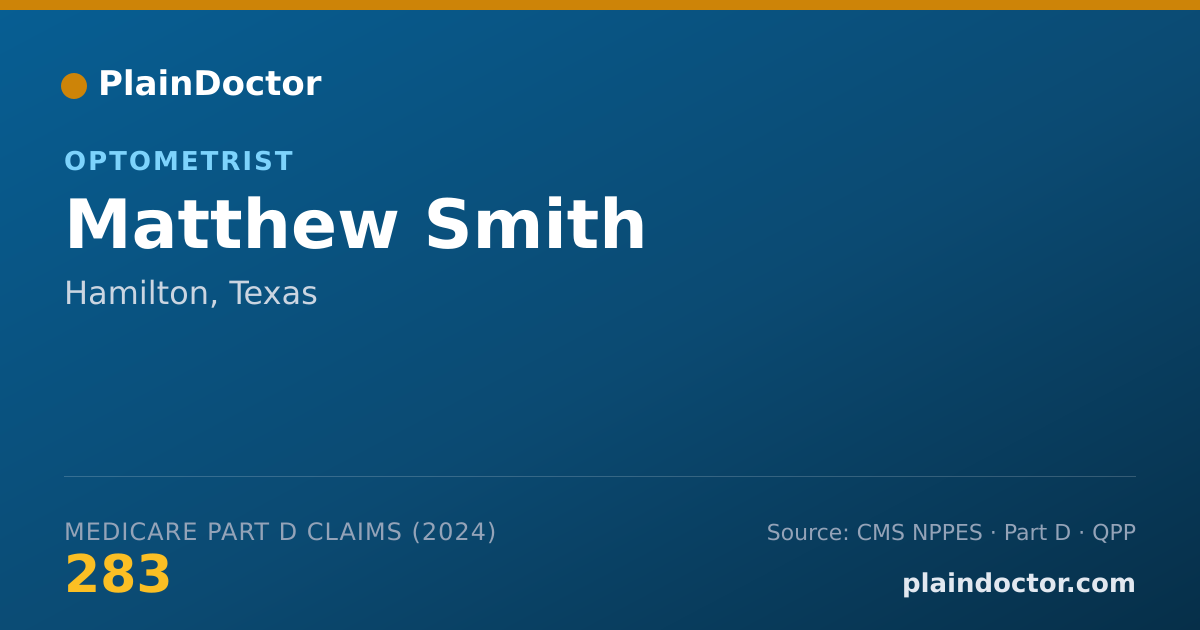 Shareable card for Matthew Smith - Optometrist, Hamilton, TX