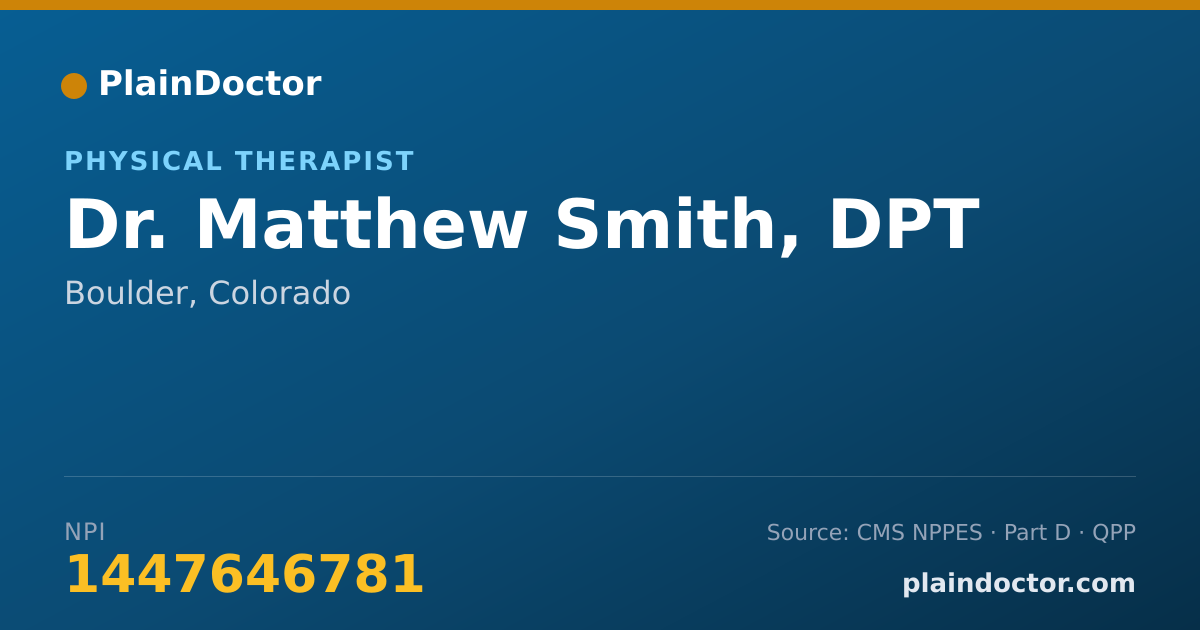Shareable card for Matthew Smith, DPT - Physical Therapist, Boulder, CO