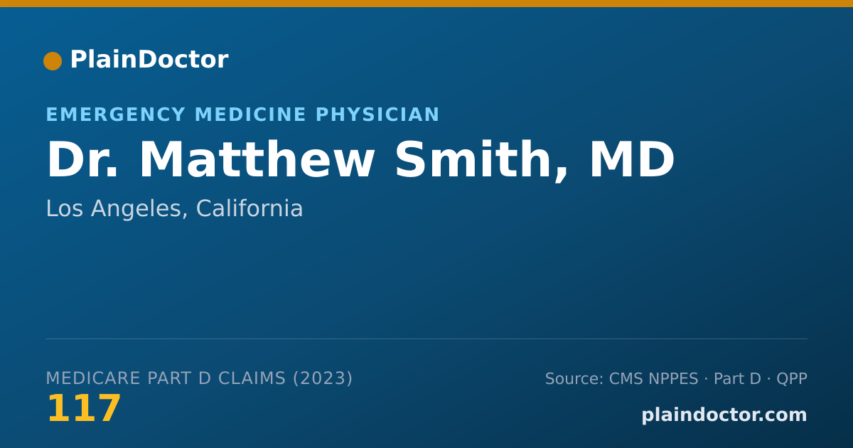 Shareable card for Matthew Smith, MD - Emergency Medicine Physician, Los Angeles, CA