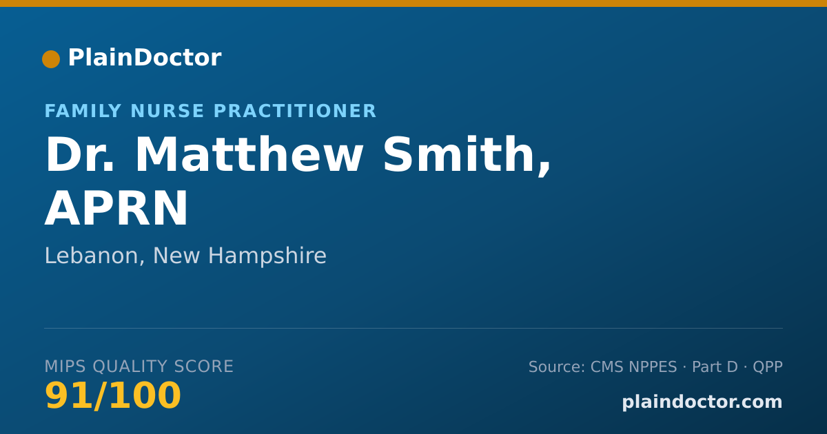 Shareable card for Matthew Smith, APRN - Family Nurse Practitioner, Lebanon, NH