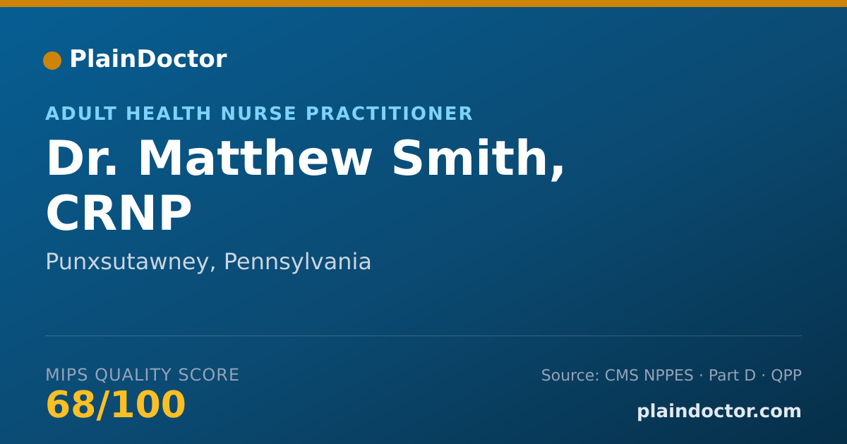 Shareable card for Matthew Smith, CRNP - Adult Health Nurse Practitioner, Punxsutawney, PA
