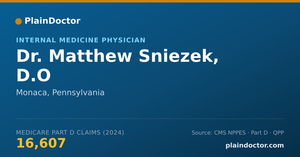 Shareable card for Matthew Sniezek, D.O - Internal Medicine Physician, Monaca, PA