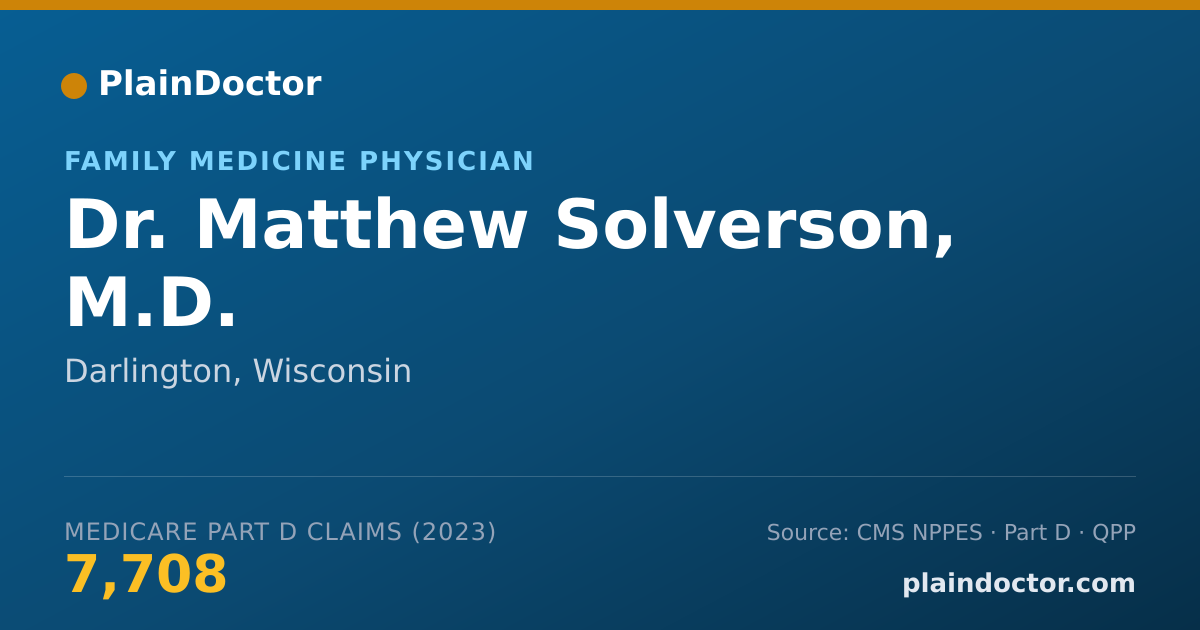 Shareable card for Matthew Solverson, M.D. - Family Medicine Physician, Darlington, WI
