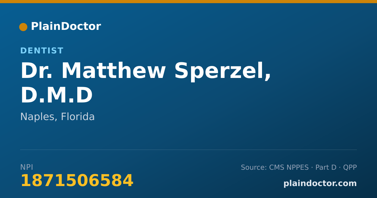 Shareable card for Matthew Sperzel, D.M.D - Dentist, Naples, FL