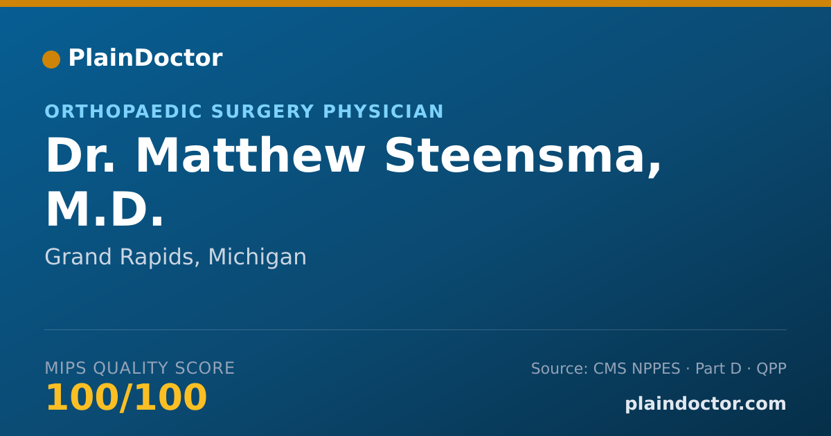 Shareable card for Matthew Steensma, M.D. - Orthopaedic Surgery Physician, Grand Rapids, MI
