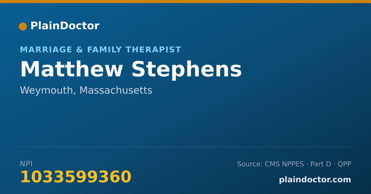 Shareable card for Matthew Stephens - Marriage & Family Therapist, Weymouth, MA