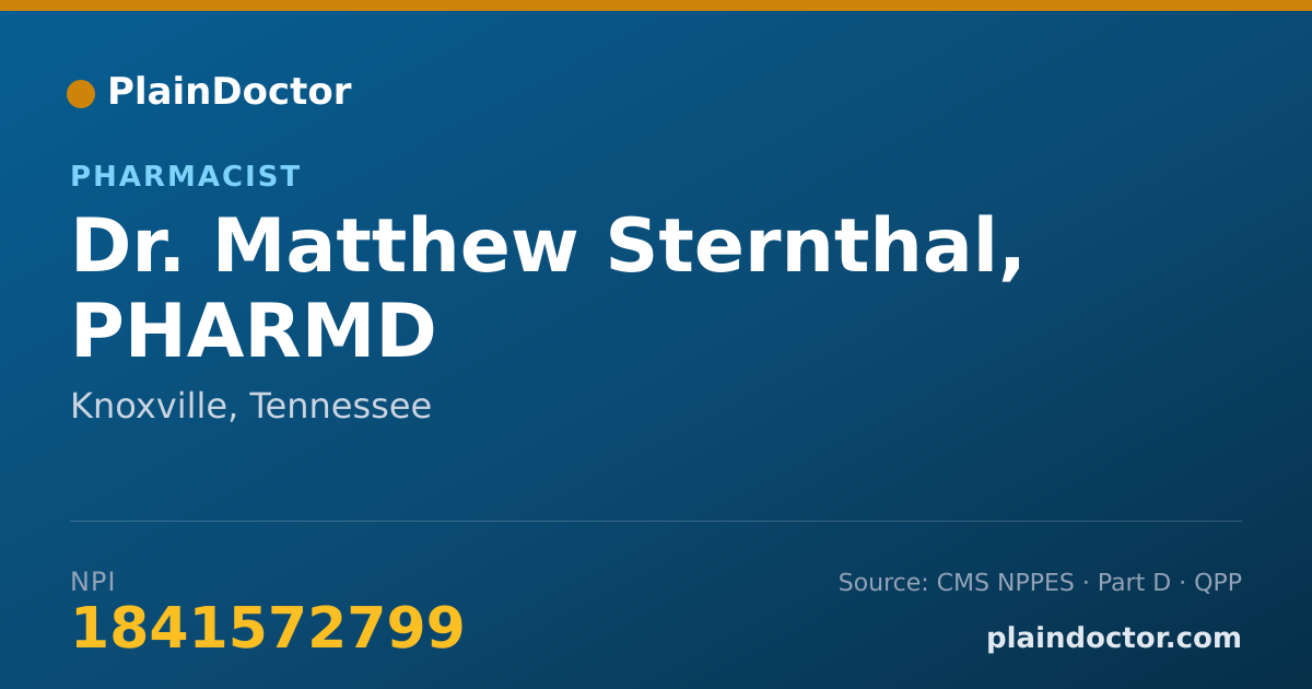Shareable card for Matthew Sternthal, PHARMD - Pharmacist, Knoxville, TN