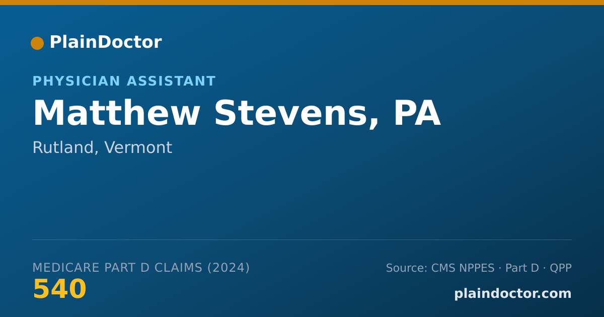 Shareable card for Matthew Stevens, PA - Physician Assistant, Rutland, VT