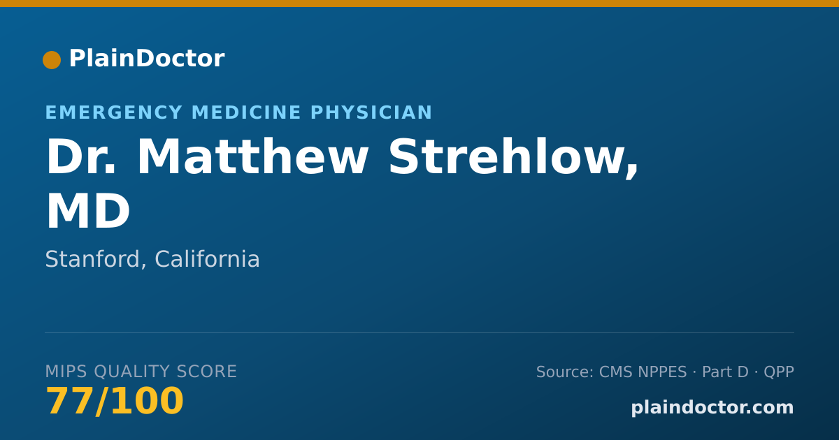 Shareable card for Matthew Strehlow, MD - Emergency Medicine Physician, Stanford, CA