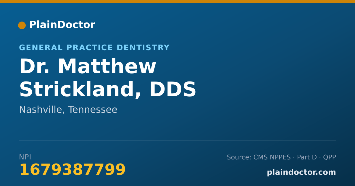 Shareable card for Matthew Strickland, DDS - Student in an Organized Health Care Education/Training Program, Nashville, TN