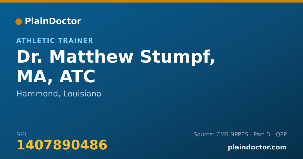 Shareable card for Matthew Stumpf, MA, ATC - Athletic Trainer, Hammond, LA
