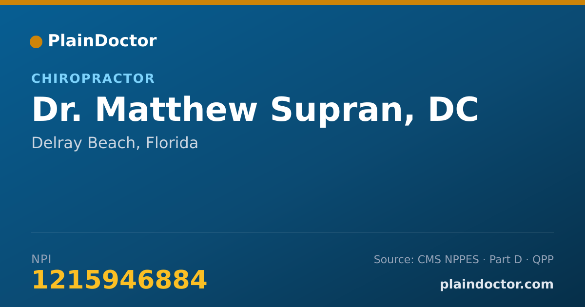 Shareable card for Matthew Supran, DC - Chiropractor, Delray Beach, FL