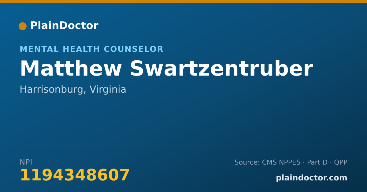 Shareable card for Matthew Swartzentruber - Mental Health Counselor, Harrisonburg, VA