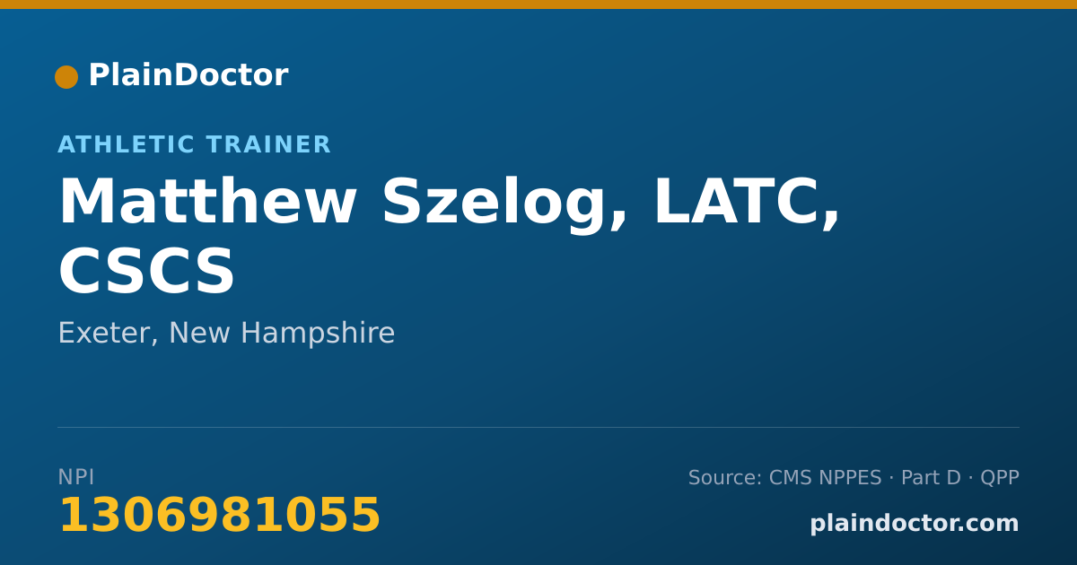Shareable card for Matthew Szelog, LATC, CSCS - Athletic Trainer, Exeter, NH