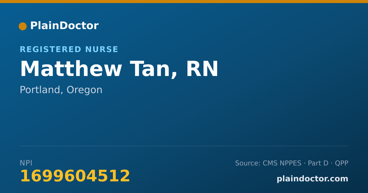 Shareable card for Matthew Tan, RN - Registered Nurse, Portland, OR