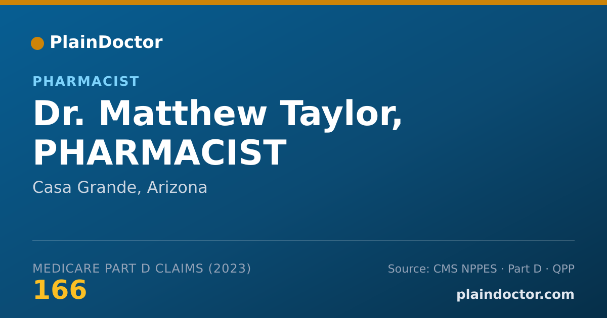 Shareable card for Matthew Taylor, PHARMACIST - Pharmacist, Casa Grande, AZ