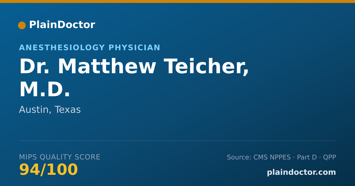 Shareable card for Matthew Teicher, M.D. - Anesthesiology Physician, Austin, TX