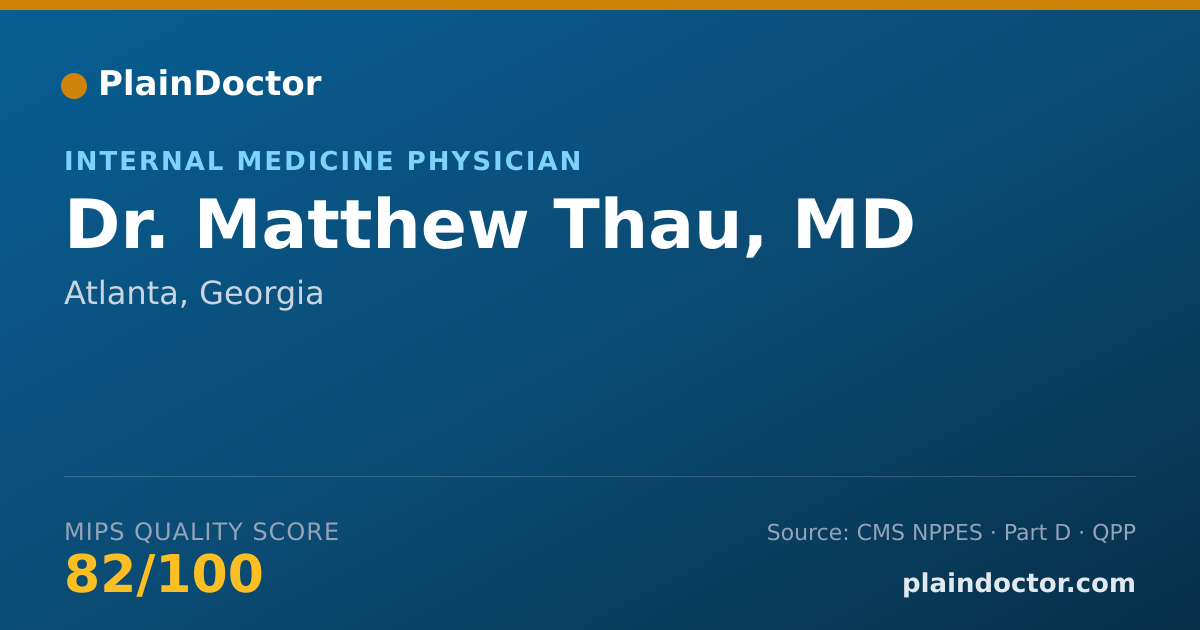 Shareable card for Matthew Thau, MD - Internal Medicine Physician, Atlanta, GA