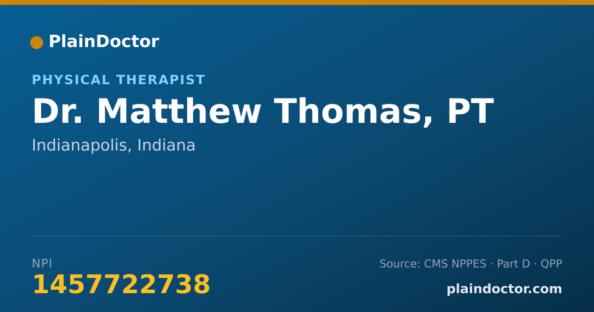 Shareable card for Matthew Thomas, PT - Physical Therapist, Indianapolis, IN