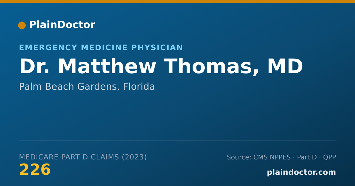 Shareable card for Matthew Thomas, MD - Emergency Medicine Physician, Palm Beach Gardens, FL