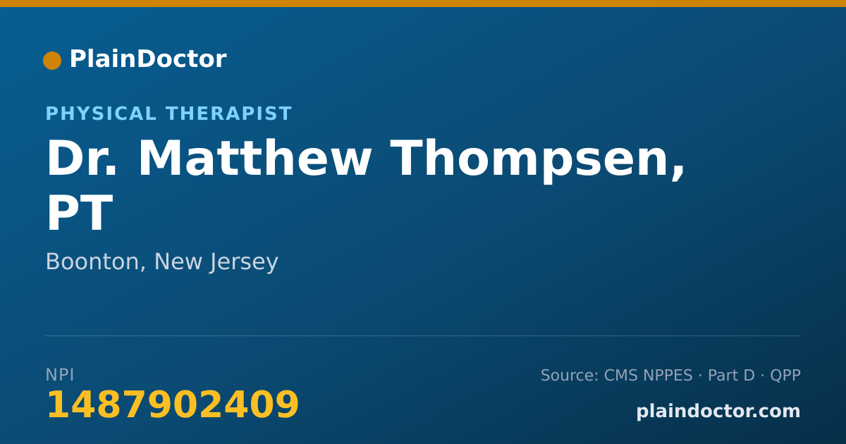 Shareable card for Matthew Thompsen, PT - Physical Therapist, Boonton, NJ