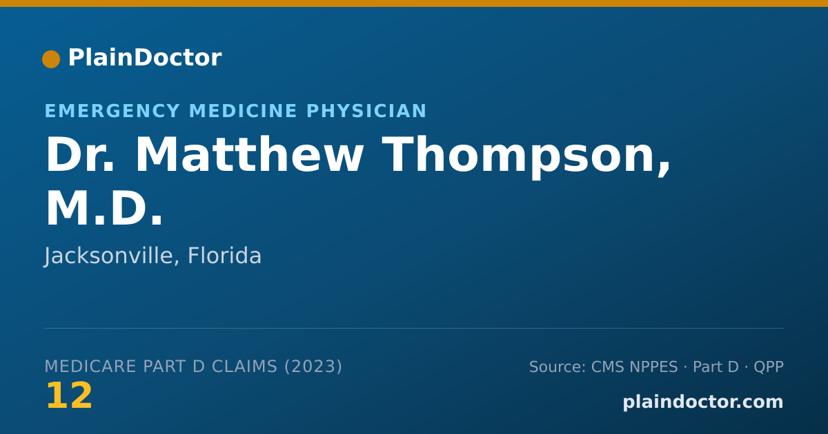 Shareable card for Matthew Thompson, M.D. - Emergency Medicine Physician, Jacksonville, FL
