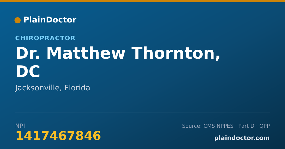 Shareable card for Matthew Thornton, DC - Chiropractor, Jacksonville, FL