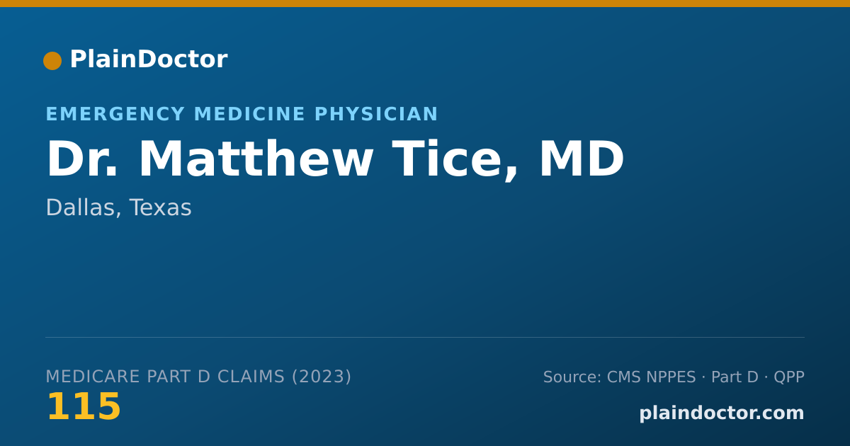Shareable card for Matthew Tice, MD - Emergency Medicine Physician, Dallas, TX