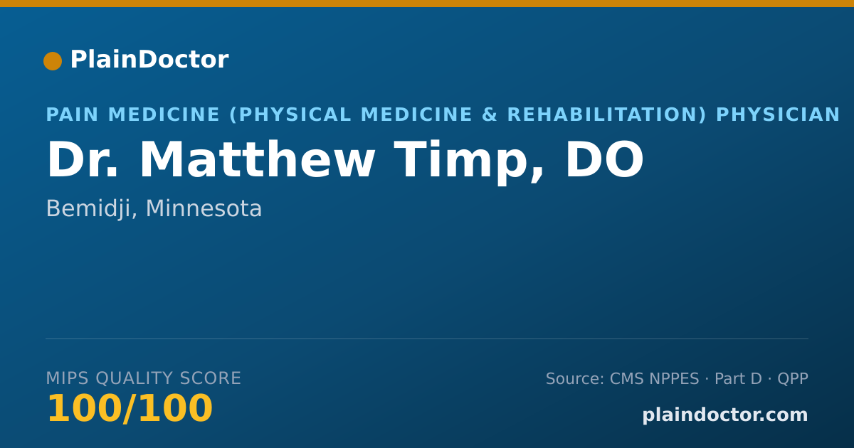 Shareable card for Matthew Timp, DO - Pain Medicine (Physical Medicine & Rehabilitation) Physician, Bemidji, MN