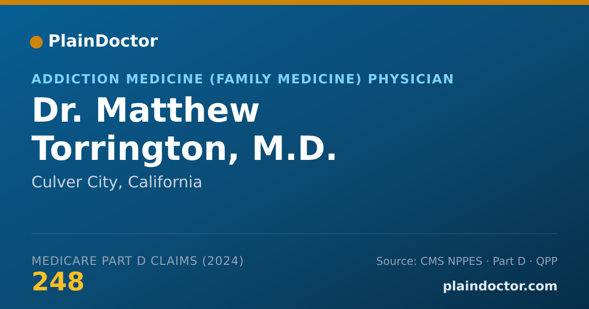 Shareable card for Matthew Torrington, M.D. - Addiction Medicine (Family Medicine) Physician, Culver City, CA