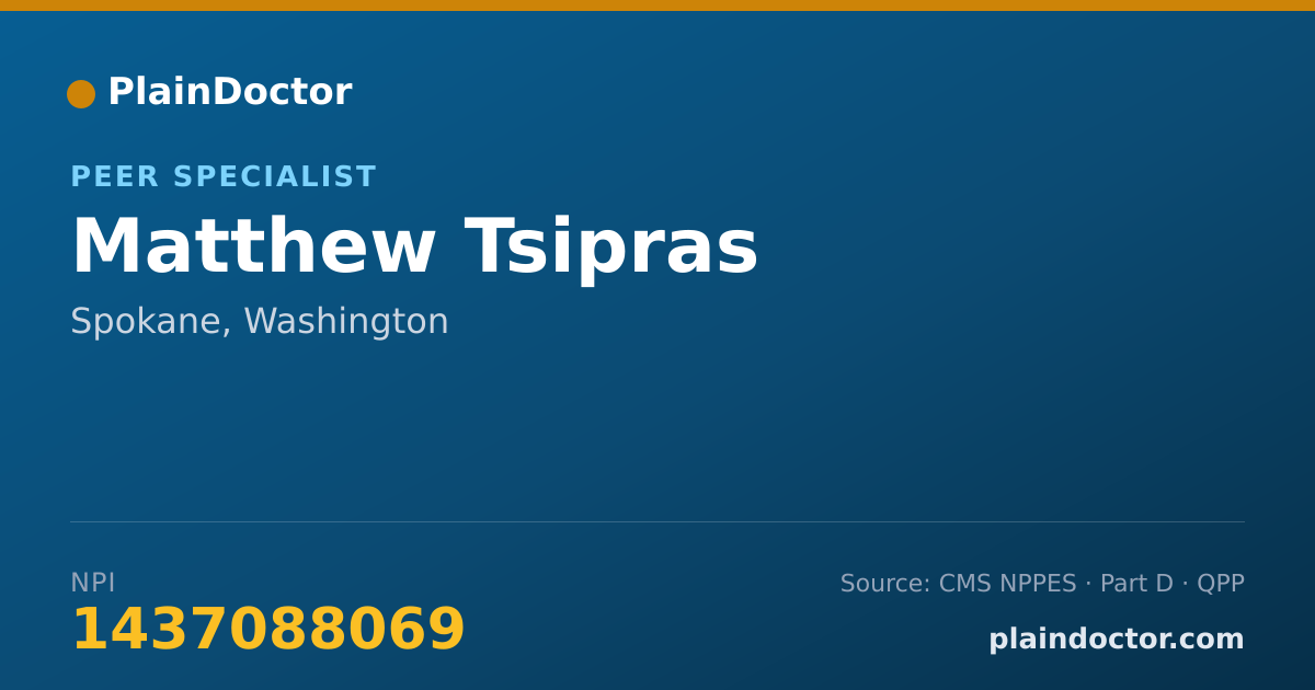 Shareable card for Matthew Tsipras - Peer Specialist, Spokane, WA
