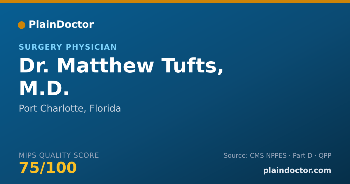 Shareable card for Matthew Tufts, M.D. - Surgery Physician, Port Charlotte, FL