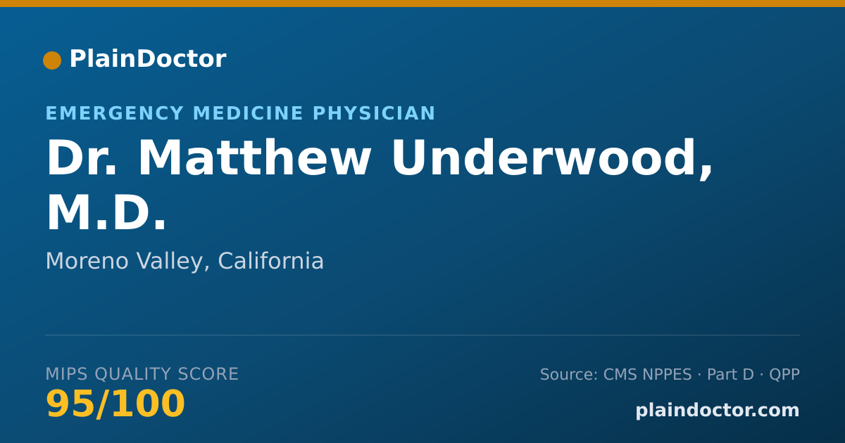 Shareable card for Matthew Underwood, M.D. - Emergency Medicine Physician, Moreno Valley, CA