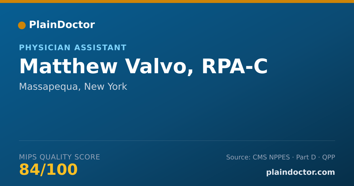 Shareable card for Matthew Valvo, RPA-C - Physician Assistant, Massapequa, NY