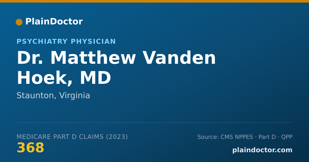 Shareable card for Matthew Vanden Hoek, MD - Psychiatry Physician, Staunton, VA