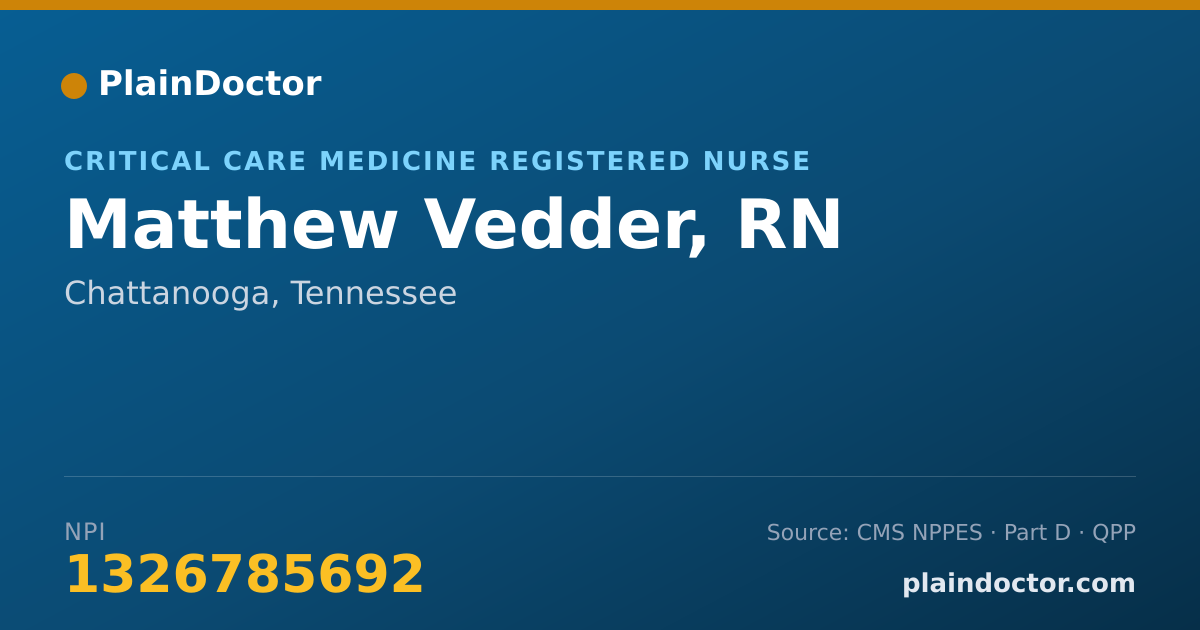 Shareable card for Matthew Vedder, RN - Critical Care Medicine Registered Nurse, Chattanooga, TN