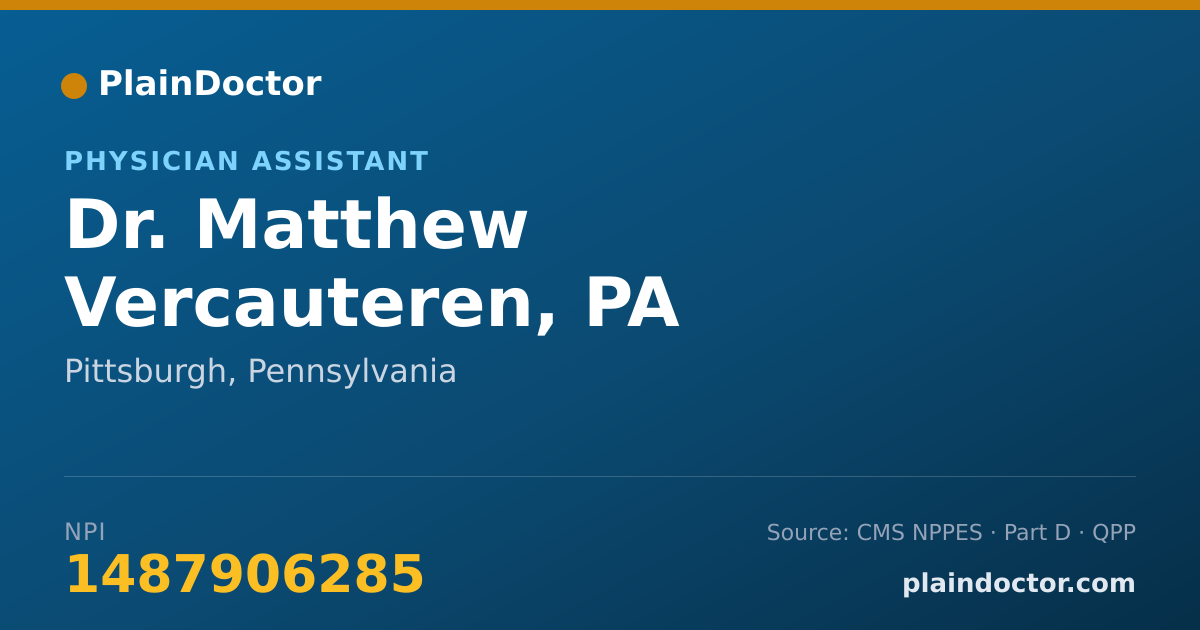 Shareable card for Matthew Vercauteren, PA - Physician Assistant, Pittsburgh, PA