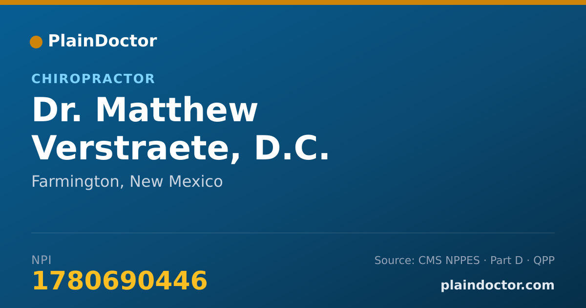 Shareable card for Matthew Verstraete, D.C. - Chiropractor, Farmington, NM
