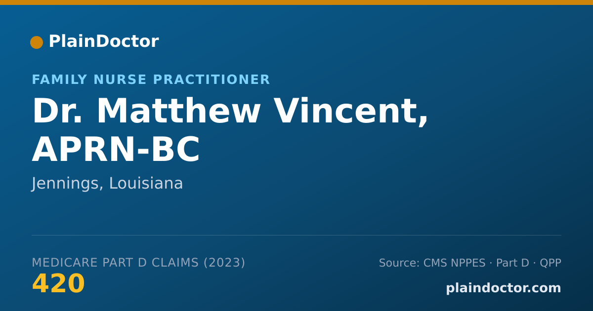 Shareable card for Matthew Vincent, APRN-BC - Family Nurse Practitioner, Jennings, LA