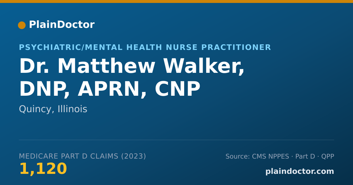 Shareable card for Matthew Walker, DNP, APRN, CNP - Psychiatric/Mental Health Nurse Practitioner, Quincy, IL