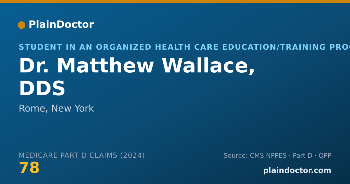 Shareable card for Matthew Wallace, DDS - Student in an Organized Health Care Education/Training Program, Rome, NY