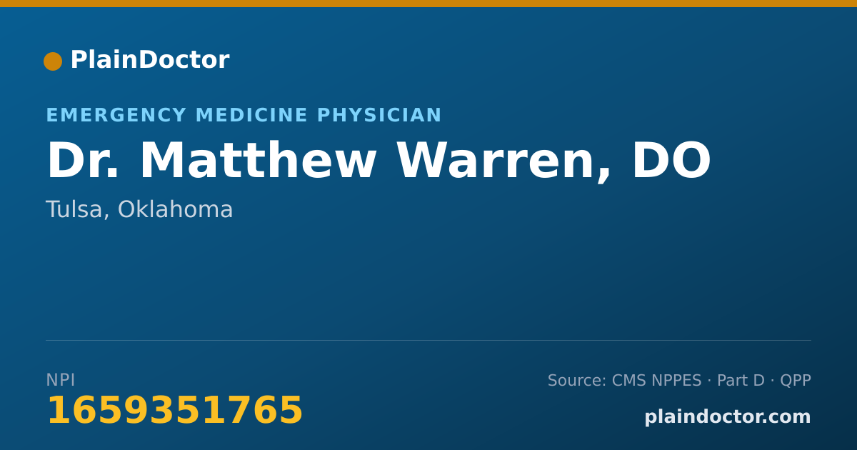 Shareable card for Matthew Warren, DO - Emergency Medicine Physician, Tulsa, OK