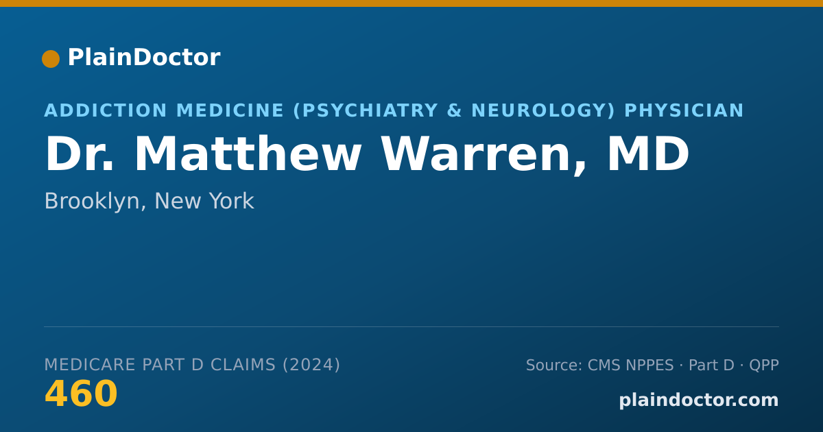 Shareable card for Matthew Warren, MD - Addiction Medicine (Psychiatry & Neurology) Physician, Brooklyn, NY